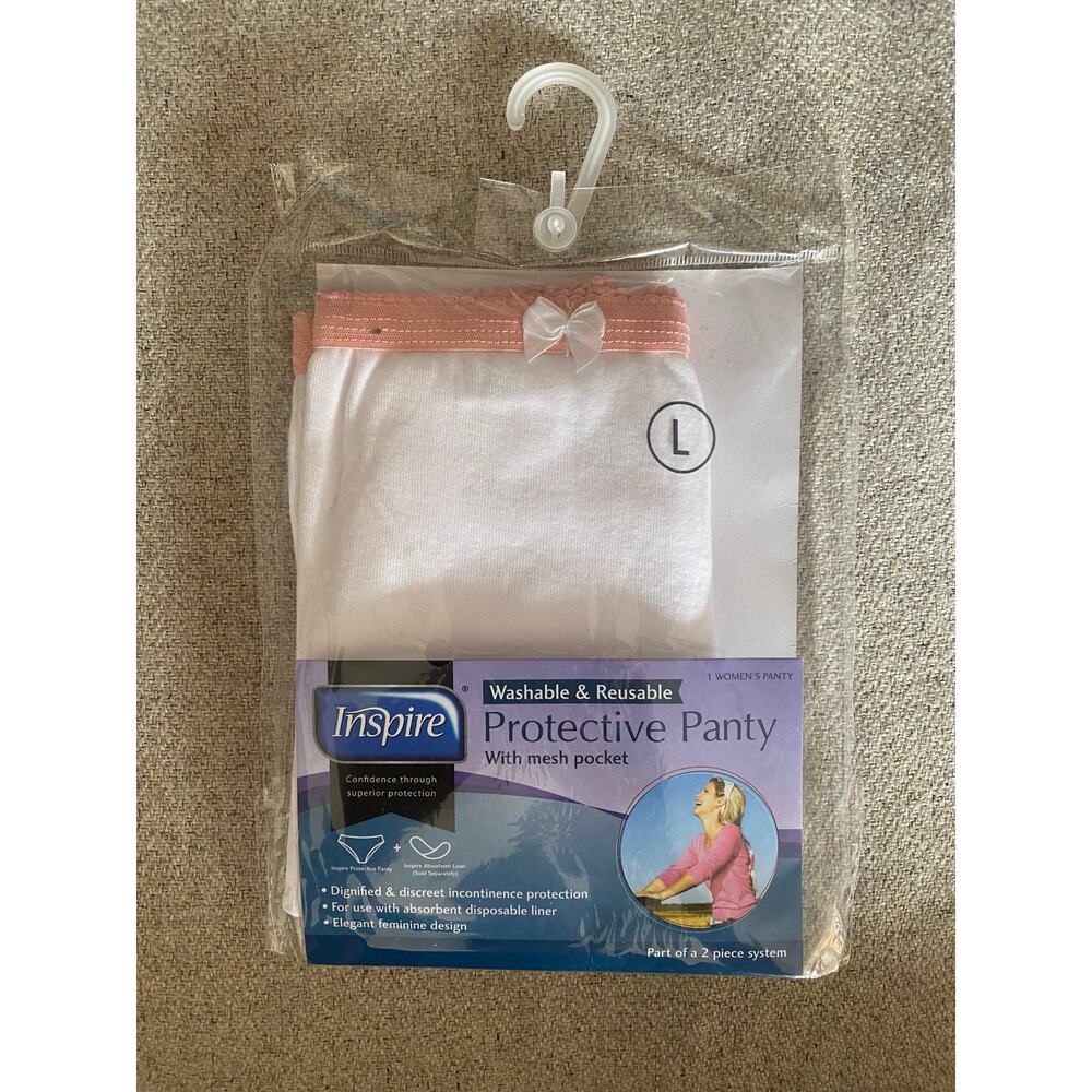 Inspire Washable Reusable Protective Panty w/ Mesh Pocket, Size L,New in Package